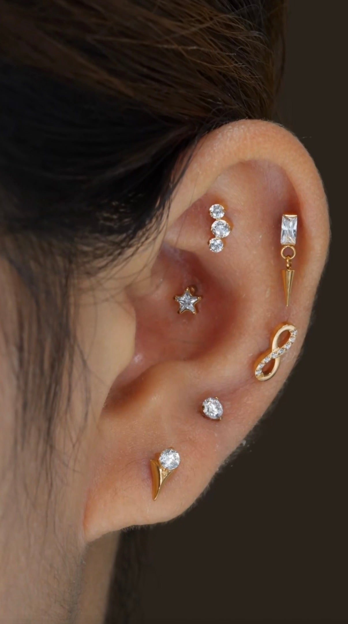 Triple Curved CZ Stud