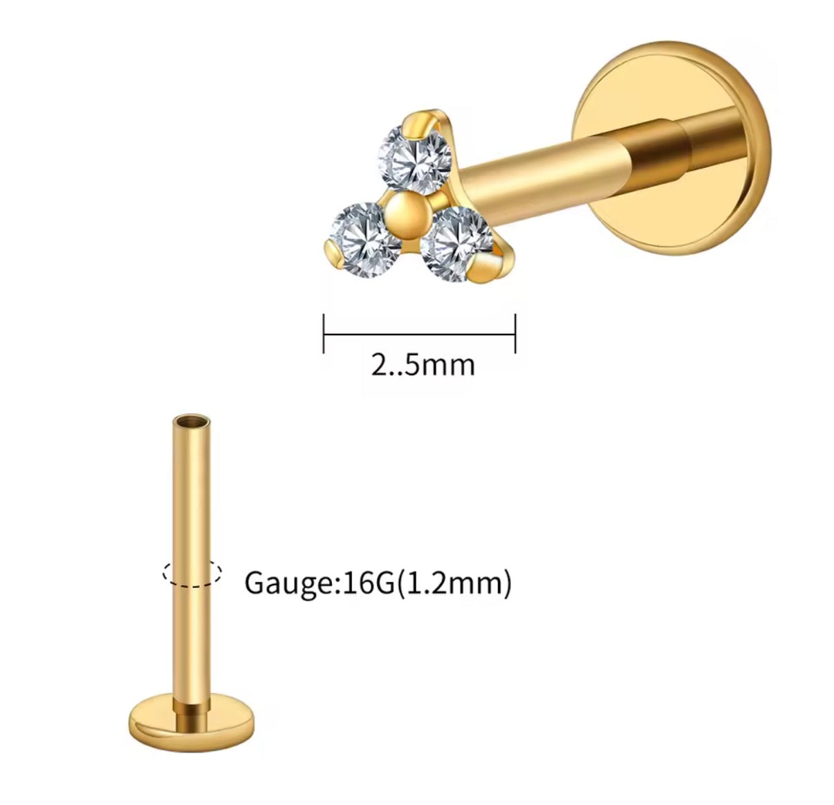 Tiny Triple Cz Stud