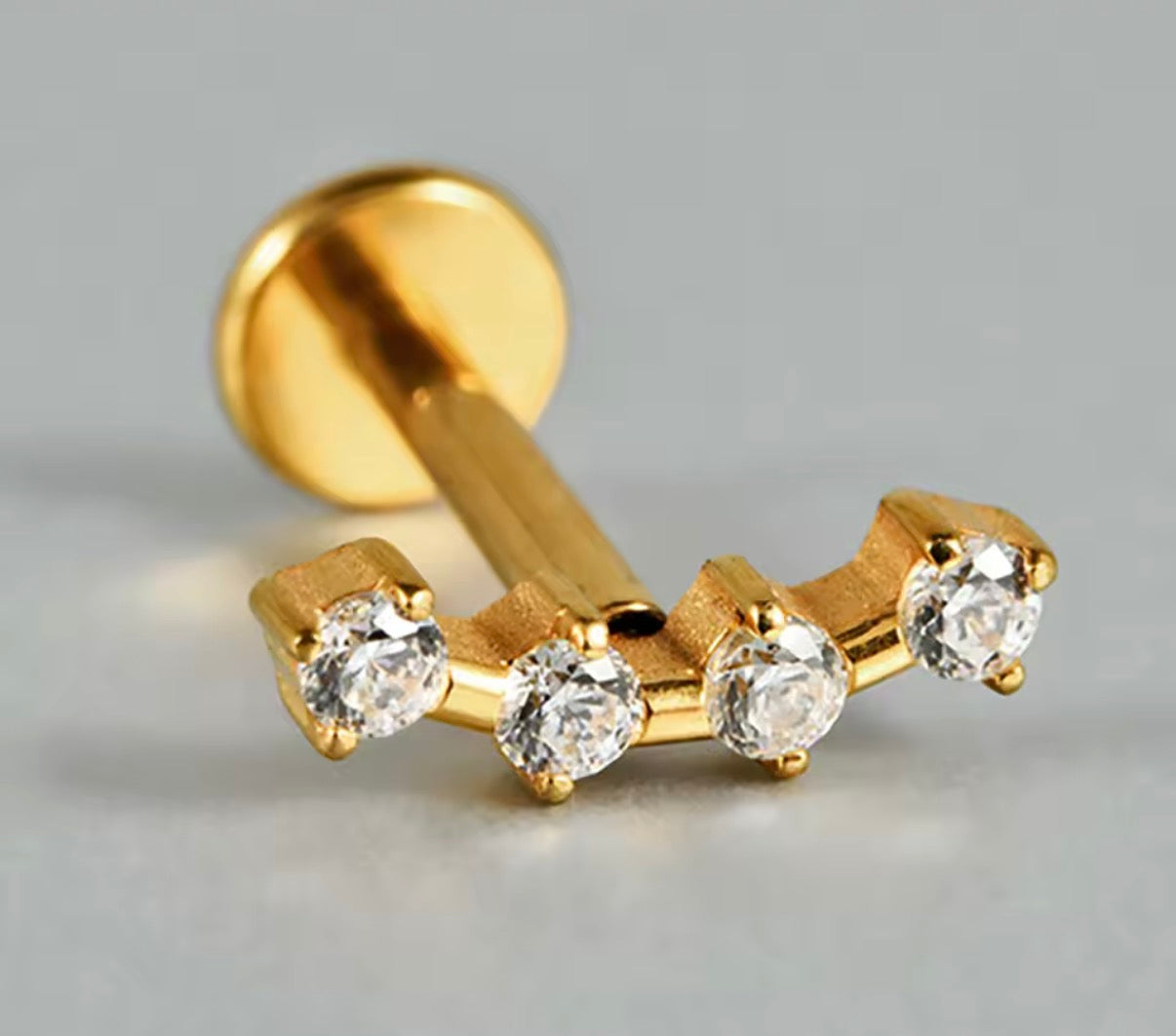 Four Curved CZ Stud