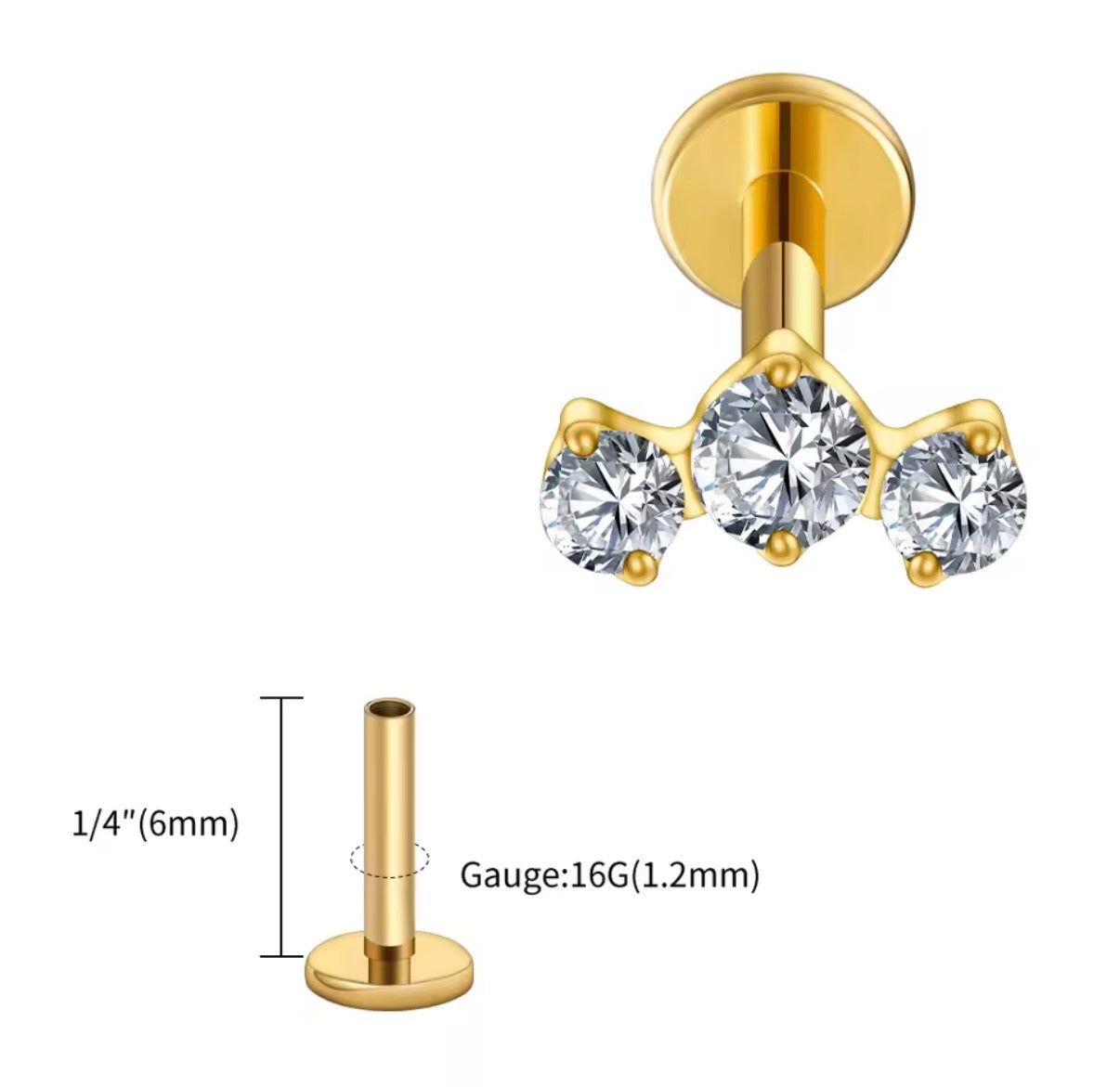 Triple Curved CZ Stud