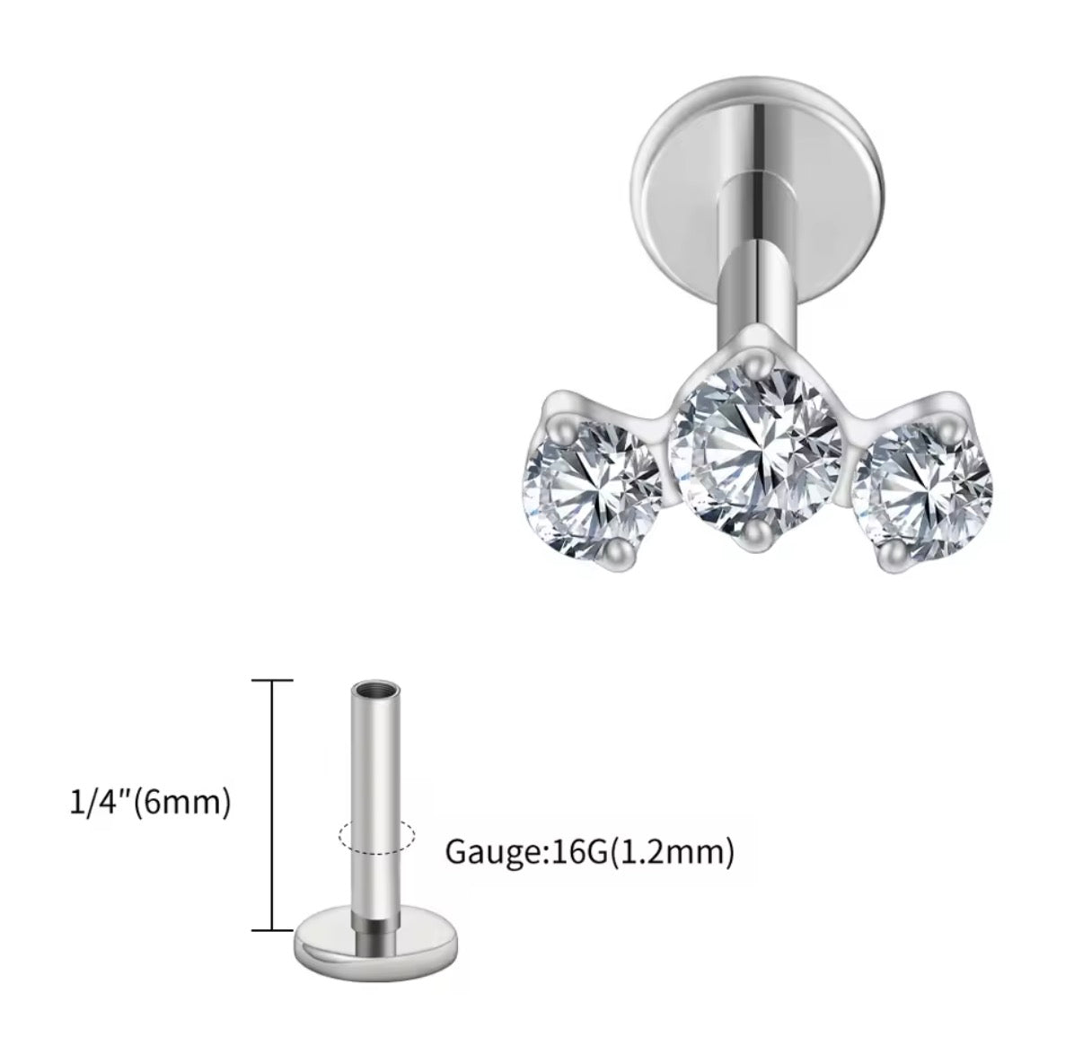 Triple Curved CZ Stud