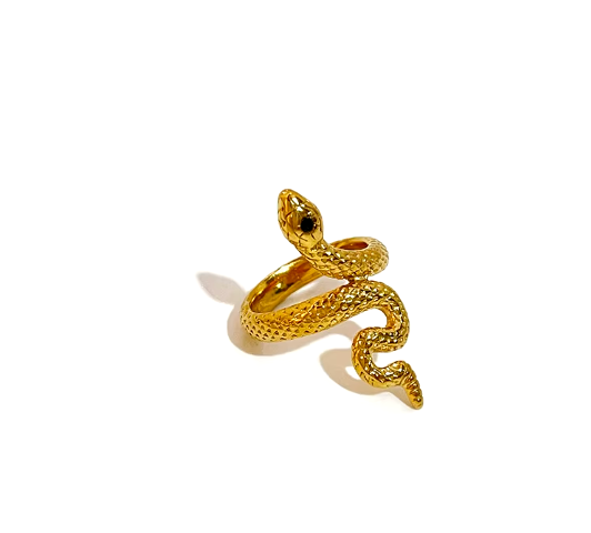 Black Stone Snake Ring