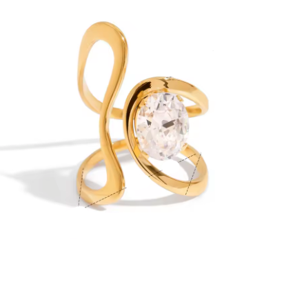 Wavy CZ Ring